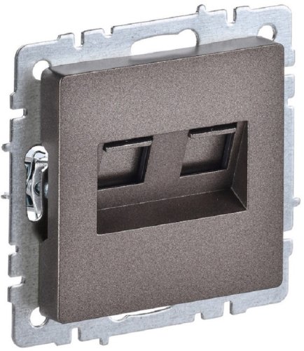 Розетка компьютерная без рамки IEK Brite РК10-2-БрТБ 2-м. RJ45+RJ45 5e темная бронза картинка